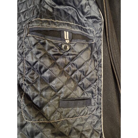 Vintage Calvin Klein Wool Bomber Jacket Men’s 2XL Black Collared Designer Coat - Picture 9 of 15